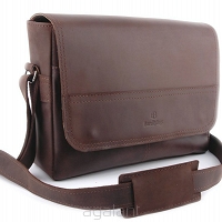 Torba skórzana BarellyBags-Texas Brown- L Ciemny brąz
