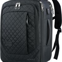 Wodoodporny biznesowy plecak na laptopa 17,3" z wbudowanym portem USB firmy KROSER, KTF757 2w1 czarny