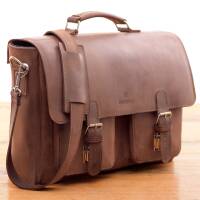 Męska teczka skórzana z miejscem na laptopa, torba Vintage BarellyBags - wzór Retro Brown, kolor Brąz Barka-M