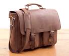 Męska teczka skórzana z miejscem na laptopa, torba Vintage BarellyBags - wzór Retro Brown, kolor Brąz Barka-M
