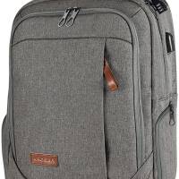 Wodoodporny biznesowy plecak na laptopa 17,3" z wbudowanym portem USB firmy KROSER, KTF757 jasno szary