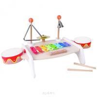 CLASSIC WORLD Zestaw Instrumenty Muzyczne dla Dzieci Ksylofon Tarka Cymbałki Bębenki Talerz Pałeczki Trójkąt Dzwonek 9 el.