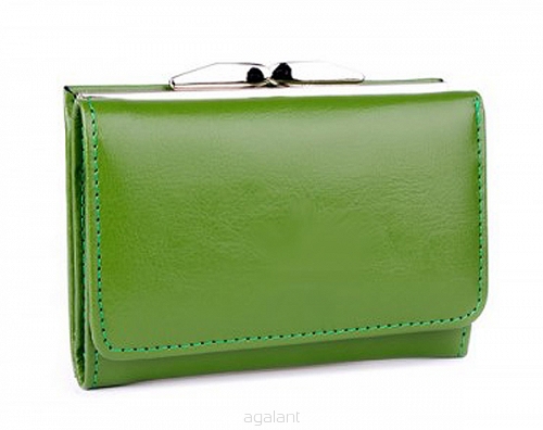 Elegancki portfel damski z biglem, skórzany PD-006B Zielony