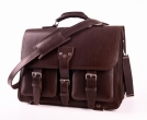 Elegancka skórzana teczka z miejscem na laptopa, torba BarellyBags model Winnetou M, Kasztanowy Brąz
