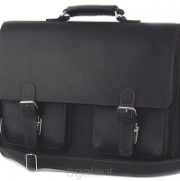 Teczka skórzana BarellyBags- Dark Black-L  Czarny Mat