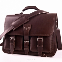 Elegancka skórzana teczka z miejscem na laptopa, torba BarellyBags model Winnetou XL, Kasztanowy Brąz