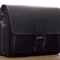 Torba skórzana z paskiem na ramię Mexico Slim BarellyBags, Czarny