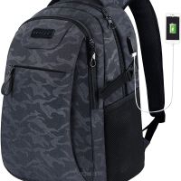 Wodoodporny biznesowy plecak na laptopa 15,6" z wbudowanym portem USB  firmy KROSER, szary maskujący
