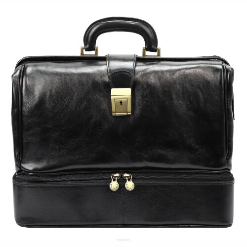 Torba skórzana lekarska marki  Florence MD-02 w stylu Vintage, kolor czarny