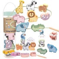 WOOPIE GREEN Drewniana Nawlekanka Klocki Przeplatanka ZOO Montessori13 EL