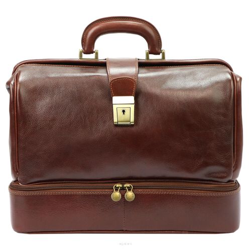 Torba lekarska ze skóry naturalnej marki Florence MD-02 w stylu Vintage w kolorze brązowym 