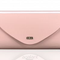 Elegancka kopertówka FELICE, błyszcząca, wzór F15, różowa