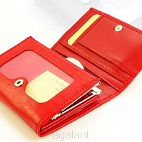 Elegancki portfel damski z biglem, skórzany PD-013 BV Red